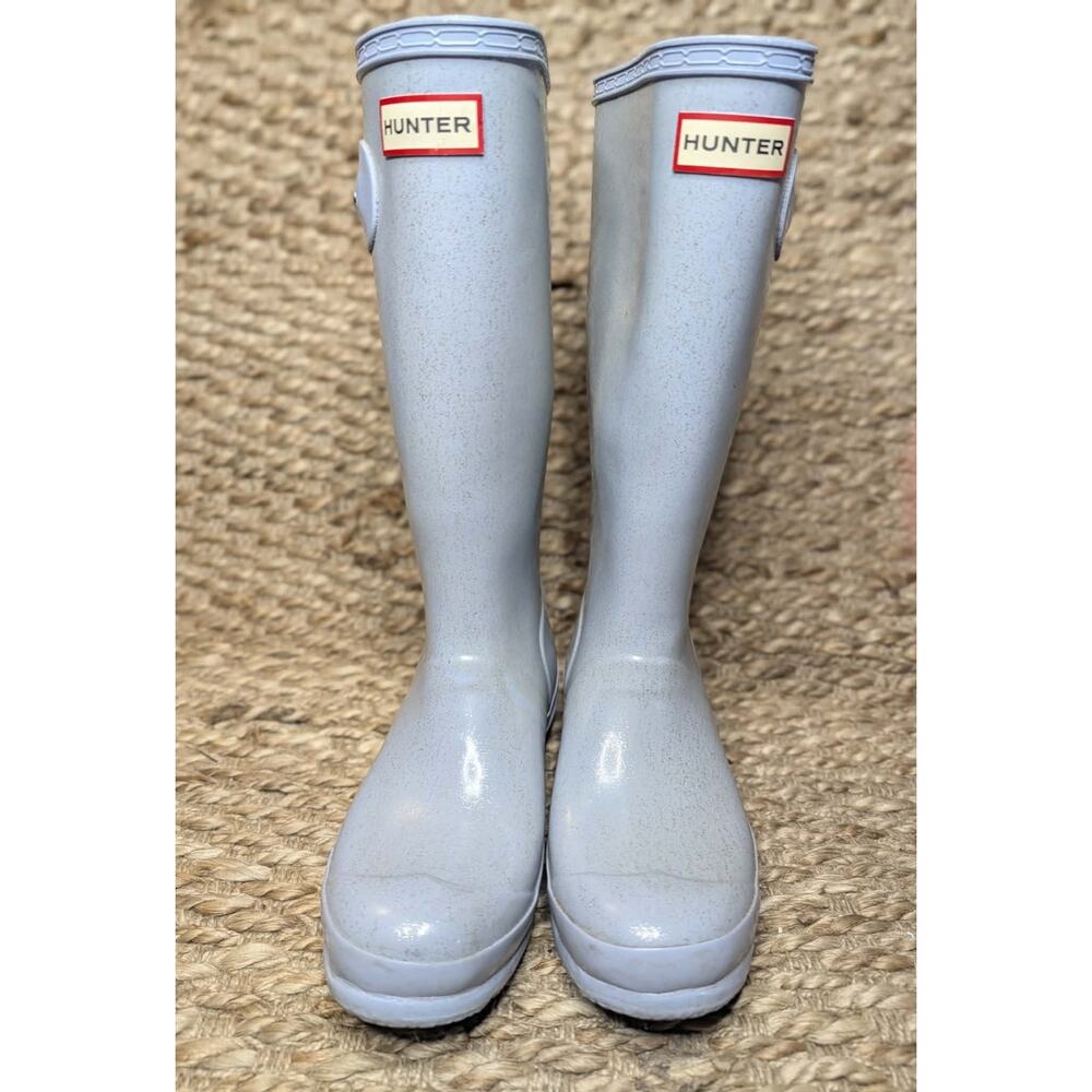 Hunter Original Tall Rain Boots Blue Sparkle Women's 6 Outdoor Waterproof - Picture 11 of 11